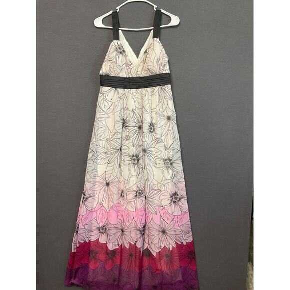 Jodi Kristopher Floral Maxi Dress Size 11 JR Halter Ombre Pink Purple White - Picture 1 of 10